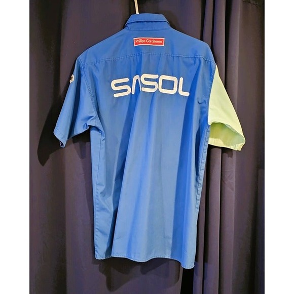 1992 Sasol Jordan Yamaha Formula 1 Racing Team Button Down Short Sleeve Shirt - Picture 8 of 8
